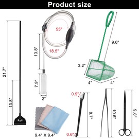 Filhome 7 Pieces Fish Tank Vacuum Gravel Cleaner Kit with Fish Tank Cleaning Tools Kit, Gravel Vacuum for Aquarium Water Change and Remove Dirt Sand