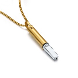 Exqele Breathing Necklace for Mindful Breathe Habit Aid and Anxiety Relief Breathlink Quit Smoking Smokeless Inhalers for Adult (Gold)