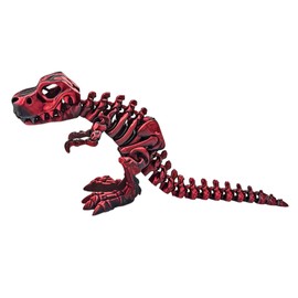 3D Printed Red Black T-Rex Dinosaur Articulated Flexi Fidget Toy, Cute Little Articulated Fidget Toy Figures, Flexible, Fun for Office, Class, Work, or Decoration