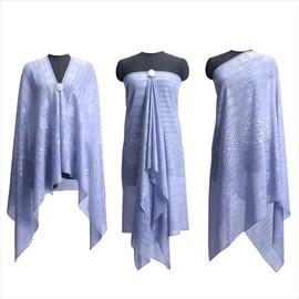 1920s Vintage Shawls and Wraps ¨C Faux Assuit Foil Print Chiffon Scarf, Tribal Fashion Poncho, Bellydance Robe & Bridesmaid Cape | 70x33 inches