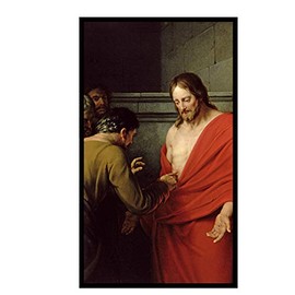 Saint Thomas The Apostle Doubting Thomas Patron of India Blessed Laminated Italian Holy Card with Gold Accents