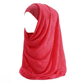 Lina & Lily Floral Print Chiffon Muslim Hijab Scarf (Coral)