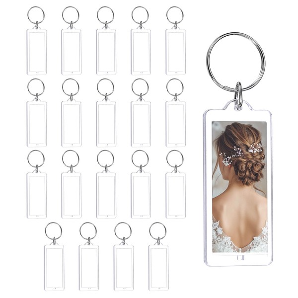 sourcing map 20 Pcs Photo Frame Keyring, Acrylic Picture Keychains