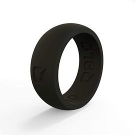 QALO Men's Classic Q2X Rubber Silicone Ring, Rubber Wedding Band, Breathable, Durable Rubber Wedding Ring for Men, 8.5mm Wide 2.5mm Thick, Black, Size 8