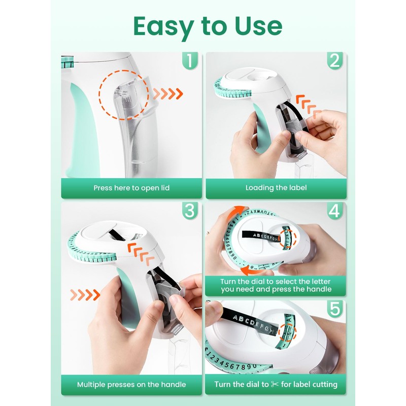 VolenGo Embossing Label Maker, Label Maker Machine with Tapes, Omega