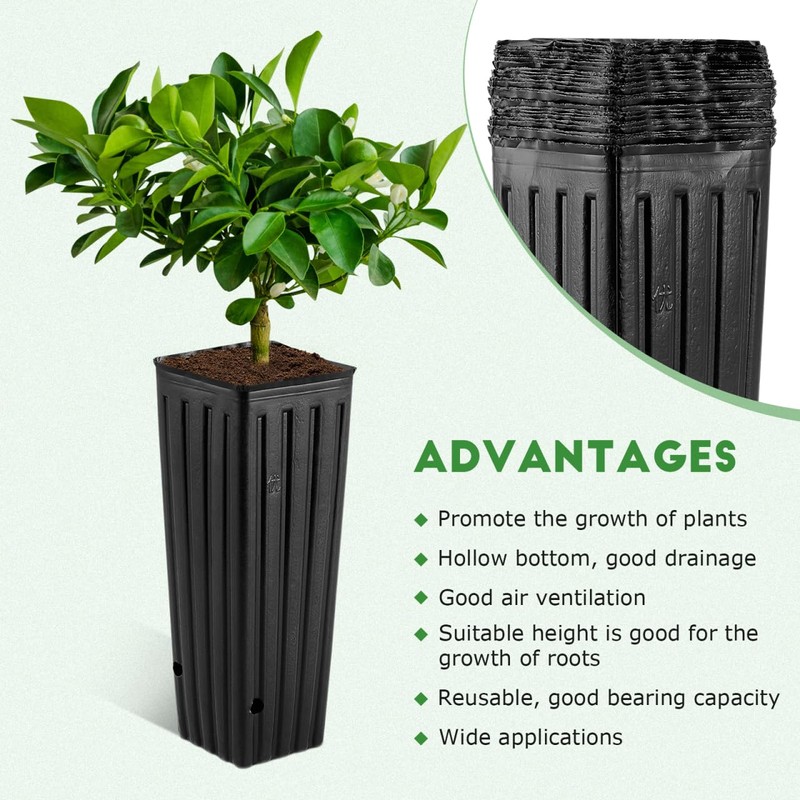 HANABASS 50Pcs 12 Inch Deep Tree Pots Flower Seedling Tall