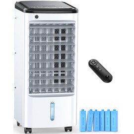 FANCOLE Windowless Portable Air Conditioners with 6 Ice Packs, 12H Smart Timer for Auto-off, 26Ft Remote, Top Fill Dual Tank, 3Speeds Evaporative Air Cooler, 70°Auto Swing Swamp Cooler Air Conditioner