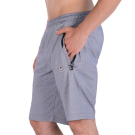 SCR SPORTSWEAR Men's Tall Athletic Shorts 11" Inseam - Mens Lounge Shorts for Tall, Big and Tall Men - with Zipper Pockets - Large- Ash Grey