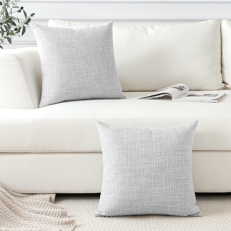 OTOSTAR Linen Throw Pillow Covers Set of 2 Decorative Square