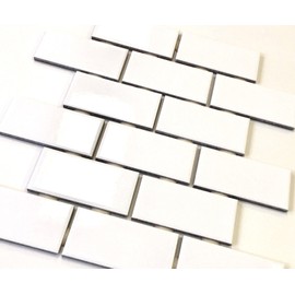 2x4 White Subway Glossy Ceramic Tile Kitchen Backsplash Bathroom (1 Sheet)