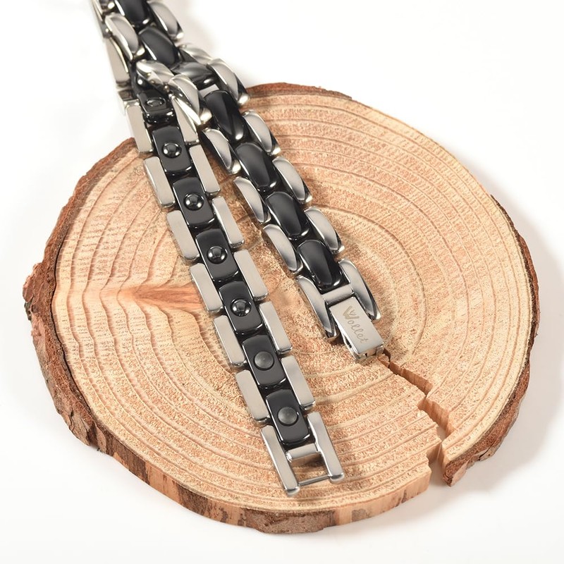 Edelstahl-Armband mit 10 Germanium (19,5 cm/9 mm).