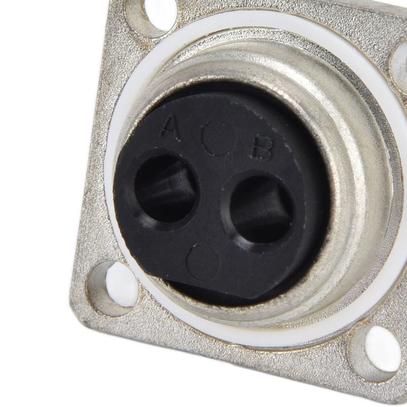 2 Pin Socket Square Flange Screw Mounting Power Connector Electric