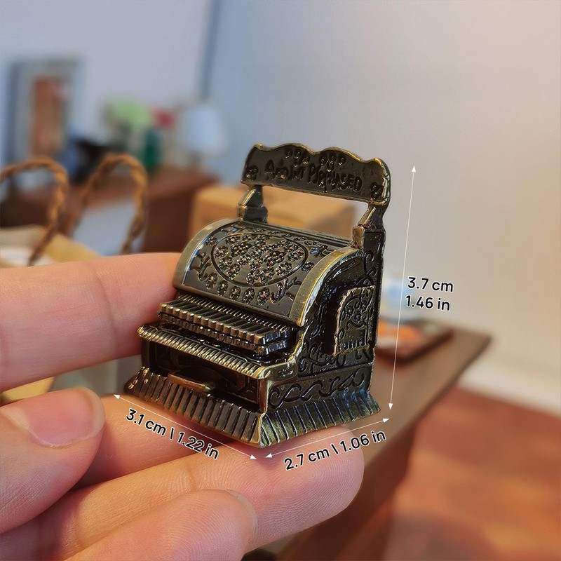 Vintage Style Gold Cash Register: 1:12 Dollhouse Miniature with Opening