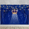 Blue and Gold Happy Birthday Backdrop for Photoshoot Crown Boy