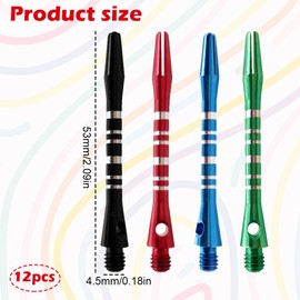 AKSIQIOL 12-Pack Dart Flights and Stems Set,Universal Metal Dart Flights & Stems, Assorted Dart Accessories Kit, Shatter-Resistant Threaded Fittings (4 Colors)