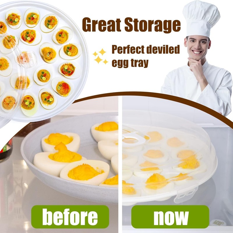 HANSGO Deviled Egg Containers with Lid, Deviled Egg Platter Carrier