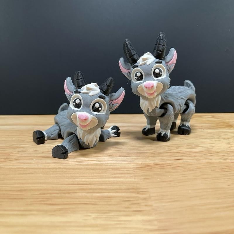 3D Printed Goat Figurine Desk Buddy - Color: Long Horn
