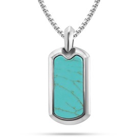 RTZN® Turquoise Necklace for Men – Premium Mens Turquoise Cross Necklace with Stainless Steel Box Chain 22" Inch + 2" Extension - Western Cross Necklace for Men