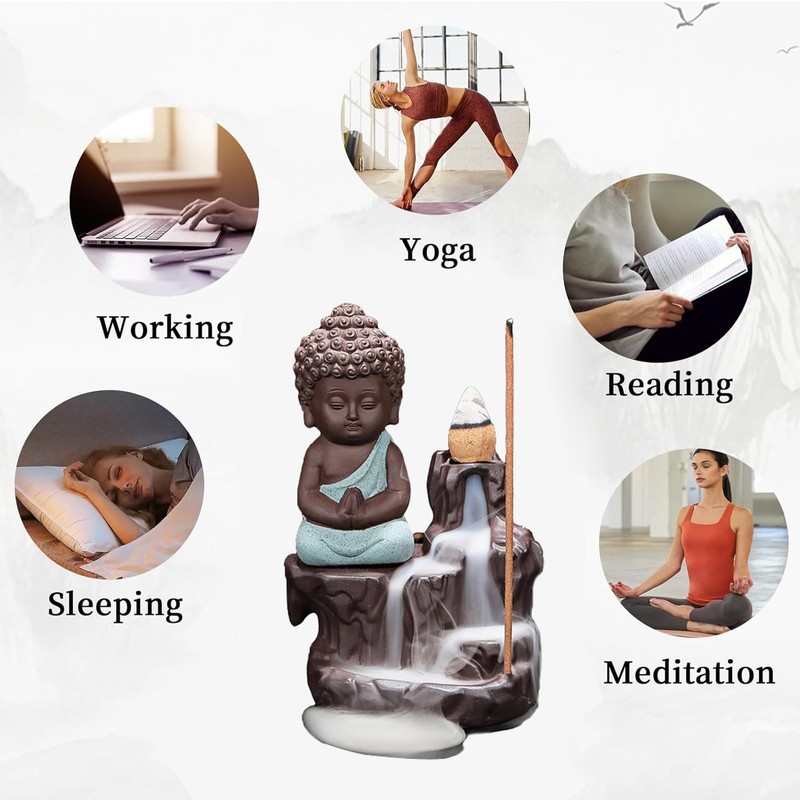 Backflow Incense Burner Holder Handmade Ceramic Waterfall Incense Cone Sticks