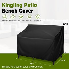 Kingling Outdoor Bench Covers, Patio Loveseats Cover Waterproof Bench Covers for Outdoor Furniture Glider Chair Sofa Cover, 48" W x 29" D x 36" H Black