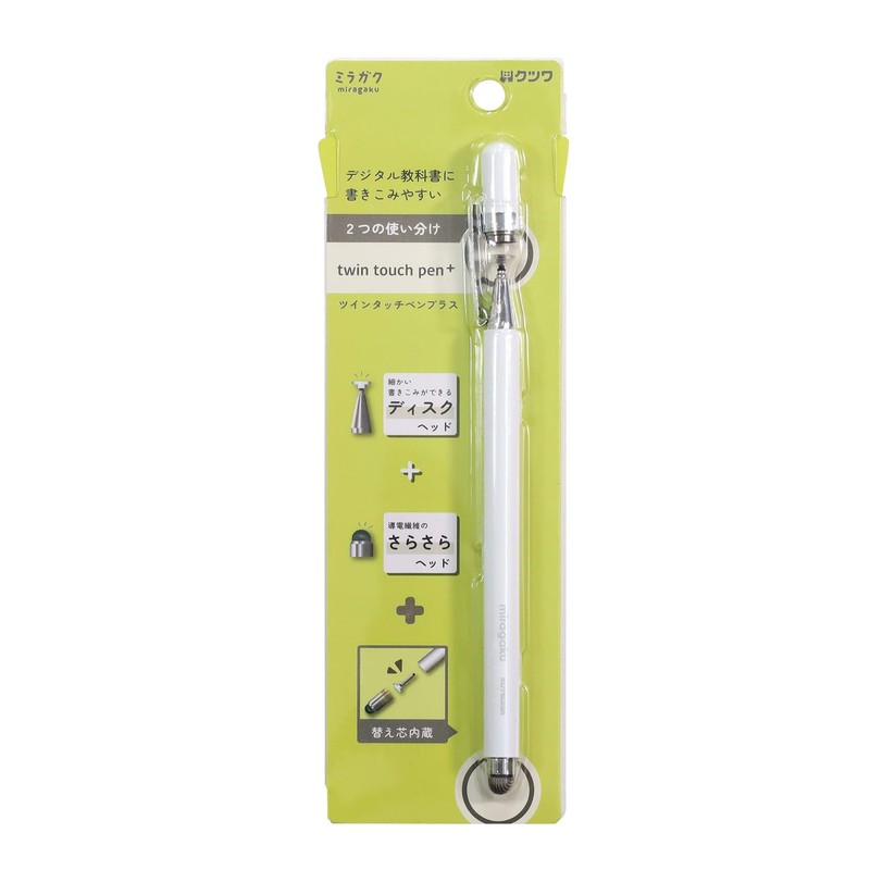 Kutsuwa MT021WH Touch Pen, Miragaku, Twin Stylus Plus, White