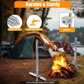 53" Electric Rotisserie Grill Kit, 88.18lbs Capacity Large Spit Roaster BBQ Grill 360° Rotatable Outdoor Picnic Cooker Grill 25W with Adjustable Height, for Outdoor Camping Party