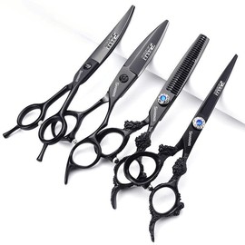 Professional Hairdressing Scissors Barber Scissors Hair Cutting 6/7 Inch High Quality Thinning Scissors & Cutting Edge Set (6 Inches, 4-Piece Set)