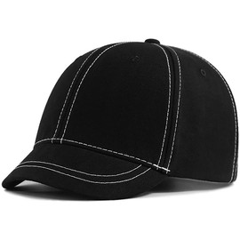 Laquest Short Brim Stitched Short Brim Cap, Large Size, Maximum 25.6 inches (65 cm), Men's/Women's, Black, 2XL
