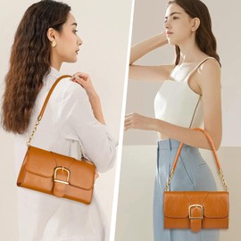 Shoulder Bag for Women, Faux Leather Women's Shoulder Handbags, Fashionable Tote Purses for Women with Removable Strap and Zipper Closure (Light Brown)