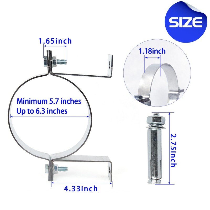 2 Pcs 6 Inch B Vent Wall Strap Round Gas