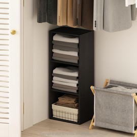 Furinno Reed 3-Tier Open Shelf Multipurpose Closet & Clothing Storage, Storage Organizer, Blackwood