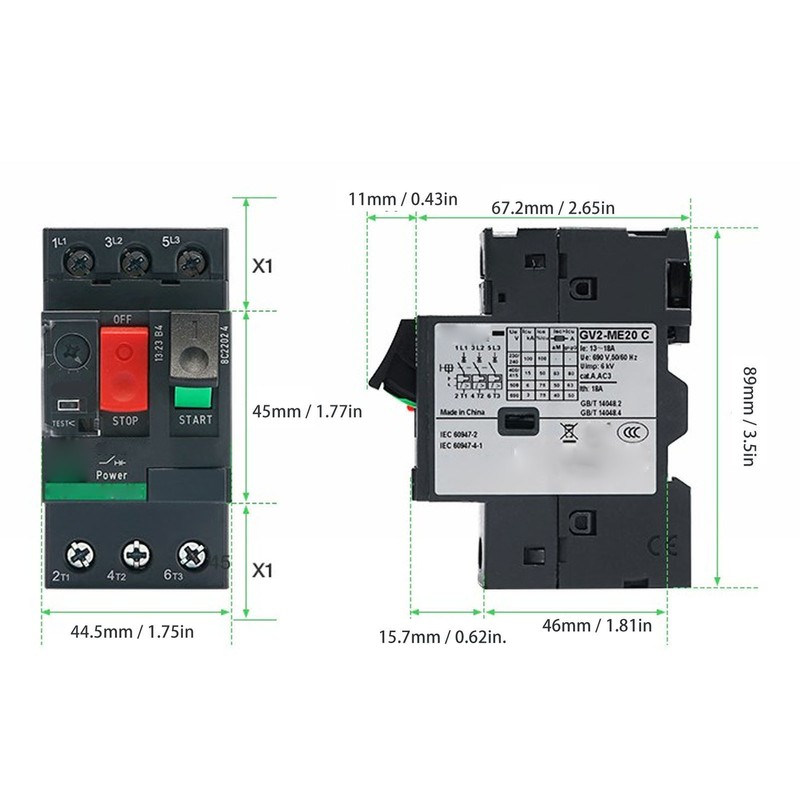 Motor Circuit Breaker Overload Protection Thermal Magnetic Manual Motor Starter