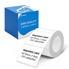 CLABEL 40 * 60 Label Maker Tape Adapted Cable Label Print Paper Standard Laminated Office Oil Proof Waterproof Tearproof Labeling Tape (40 * 30-1 Roll)