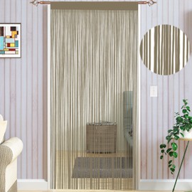 Taiyuhomes String Door Curtains Fly Screen Curtain For Window Decorations Living Room Doorways Crystal Plain Tassel (90x200cm) Ecru