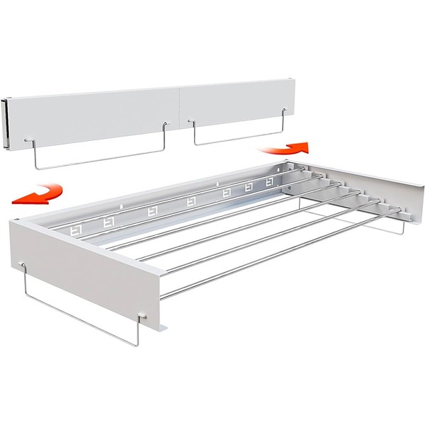 Curtainboro Wall Mounted Drying Rack, Laundry Drying Rack Collapsible with