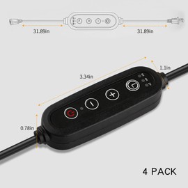 Lamp Dimmer Switch with Cord, Plug-in Dimmer 110-120V Indoor Timer Power Cable with Four Button, Set 2H/4H/8H Automatic Light Switch Timer, 4 Pack