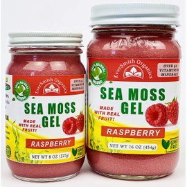 Organic Sea Moss Gel (8 Flavors) - 16 Ounce - Real Fruit - Wildcrafted Sea Moss (Raspberry, Pineapple Mango, Strawberry, Lemon-Ginger, Apple, Berry Mix, Elderberry)