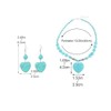 Boho Turquoise Love Heart Necklace Earrings Set Retro Turquoise Beaded