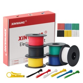 PVC Electric Wire, 24 AWG 0.23 mm², 6 Colours (Each Colour 10 m) Tinned Copper Wire for DIY, RC Model, Lamps, Household Appliances, Metres, etc