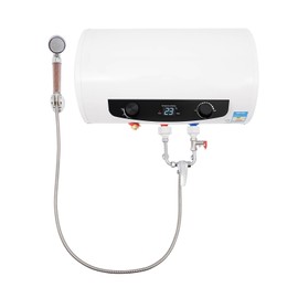 Electric Tank Hot Water Heater, 1500W 110V Wall Mounted Water Heater IPX4 Water-Proof Level Water Heater Quick Heating Water Heater with Tap Shower & Leak-proof Plug for Bathroom Kitchen (35L/9.25gal)