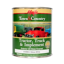 Majic Paints 8-0990-2 Town & Country Tractor, Truck & Implement Oil Base Enamel Paint, 1-Quart, White