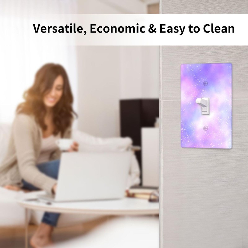 Purple Pink Sparkle Galaxy 1 Gang Toggle Light Switch Cover