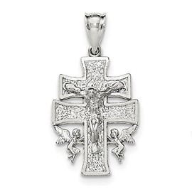 Sterling Silver Polished Mini Caravaca Crucifix Pendant