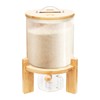 Glass Rice Dispenser with Airtight Lid, Wooden Stand & Measuring