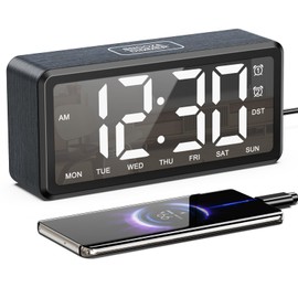 Ankilo Alarm Clocks Bedside, Digital Alarm Clock for Heavy Sleepers Bedside Clock with 5 Levels of Brightness/Volume, 12/24H, DST Mode, USB Output Port, Memory Function for Bedroom