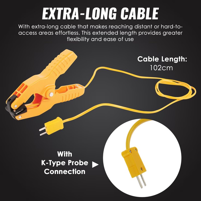 K-Type Thermocouple Temperature Clamp for HVAC Systems, 2 pcs Pipe