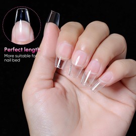 AIMEILI Short Square Fake Nails 504pcs Press on Nails Pre-shape Half Matte Nails Tips for Full Cover Acrylic French False Nails Nail Extension DIY 12 Sizes
