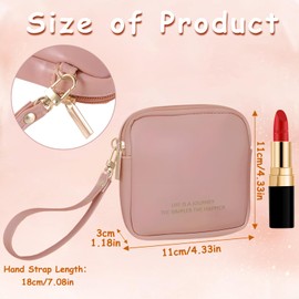 Square Clutch Cosmetic Bag, Portable Storage Bag, Make Up Bag for Women, Small Makeup Pouch for Business Trips Gyms (Pink)
