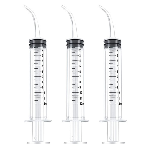 Udewo 3 PCS Dental Irrigation Syringe 12cc Dental Syringe Disposable