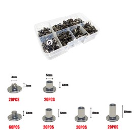 JXPXJMY 80 Pieces Chicago Screw Rivets and Rivets Set for Books Leather Books etc., Size M5 x 4/6/8/10 mm (Carbon Steel, Bright Black)